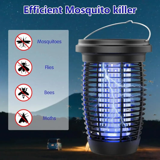 Solar Bug Zapper 2-in-1 Mosquito Killer Lamp Indoor 4500V Fly Zapper Outdoor Solar Powered with Rechargeable Insect Fly Trap