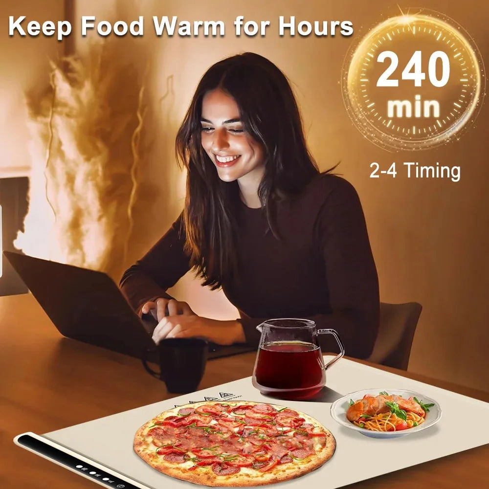 Electric Warming Tray Food Warmer Mat Foldable Food Warm Plate Party Fast Heating Plate Portable Silicone Electric Warming Tray