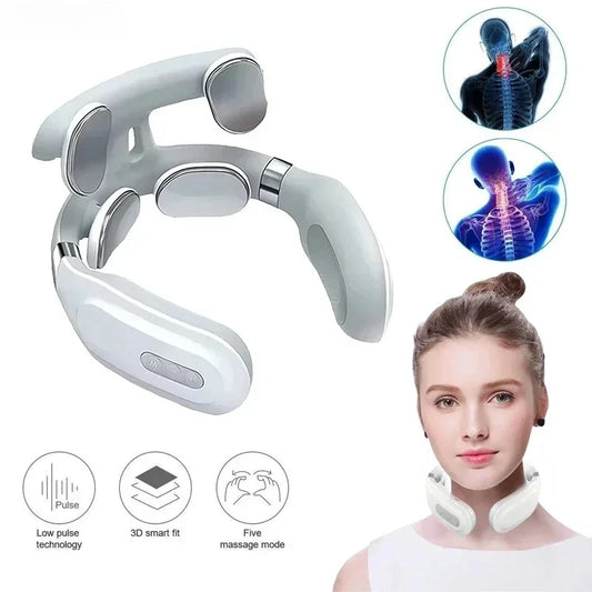 Intelligent Pulse Neck Shoulder Massager Electric Cervical Spine Relaxation Hot Compress Therapy Pain Relief Home Office Use