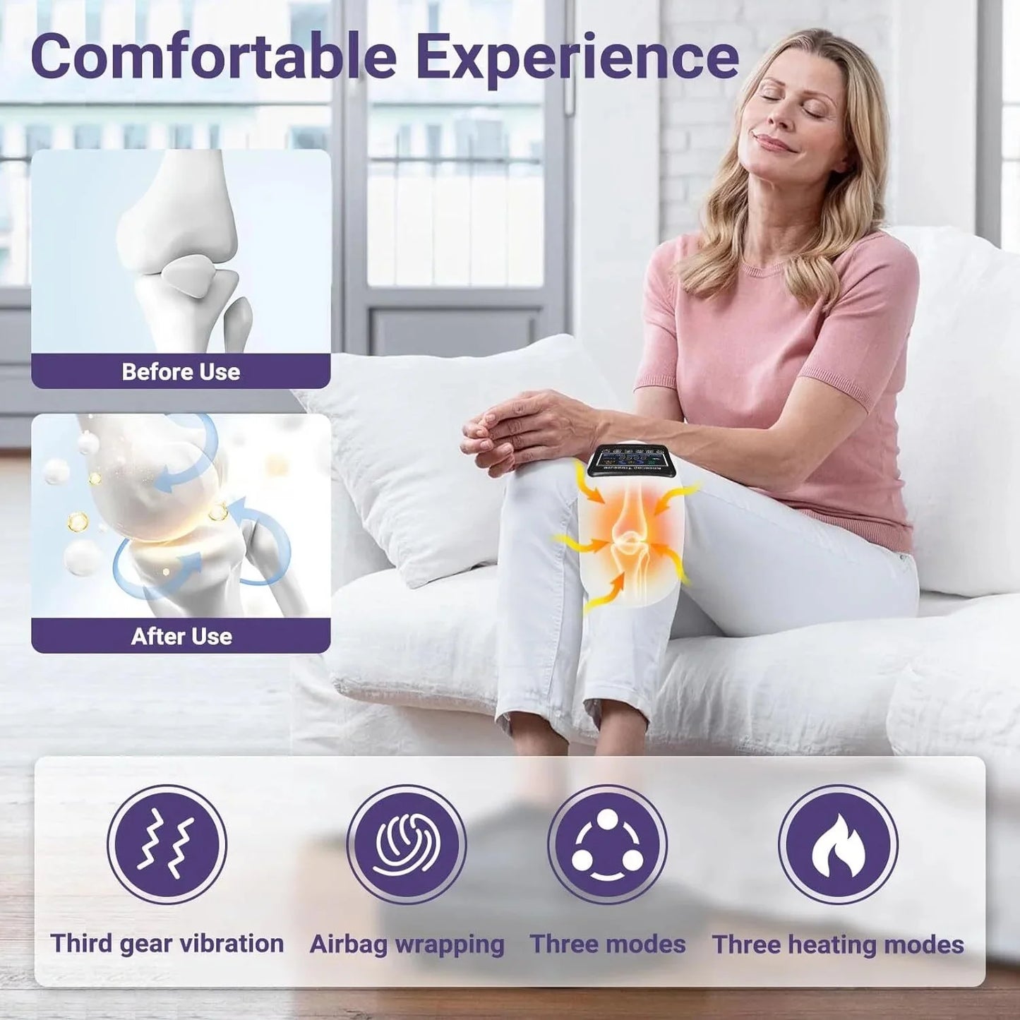 Electric Infrared Heating Knee Massager Air Pressure Vibration Physiotherapy Instrument Knee Massage Rehabilitation Pain Relief