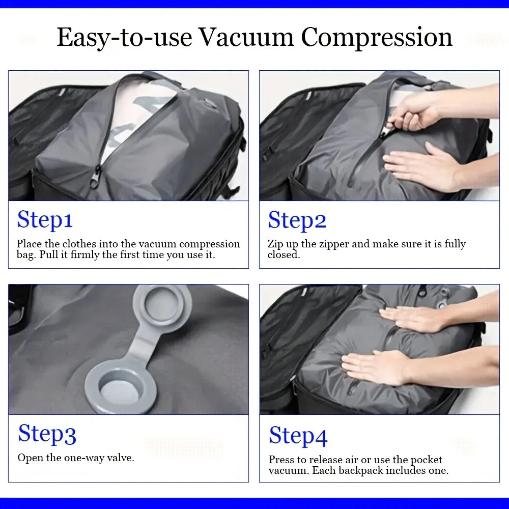 Vacuum Storage Bags Travel Essentials Compression Pack Empty Bag Clothes Vacuum Travel Bag, for Suitcases Backpack Space Saver