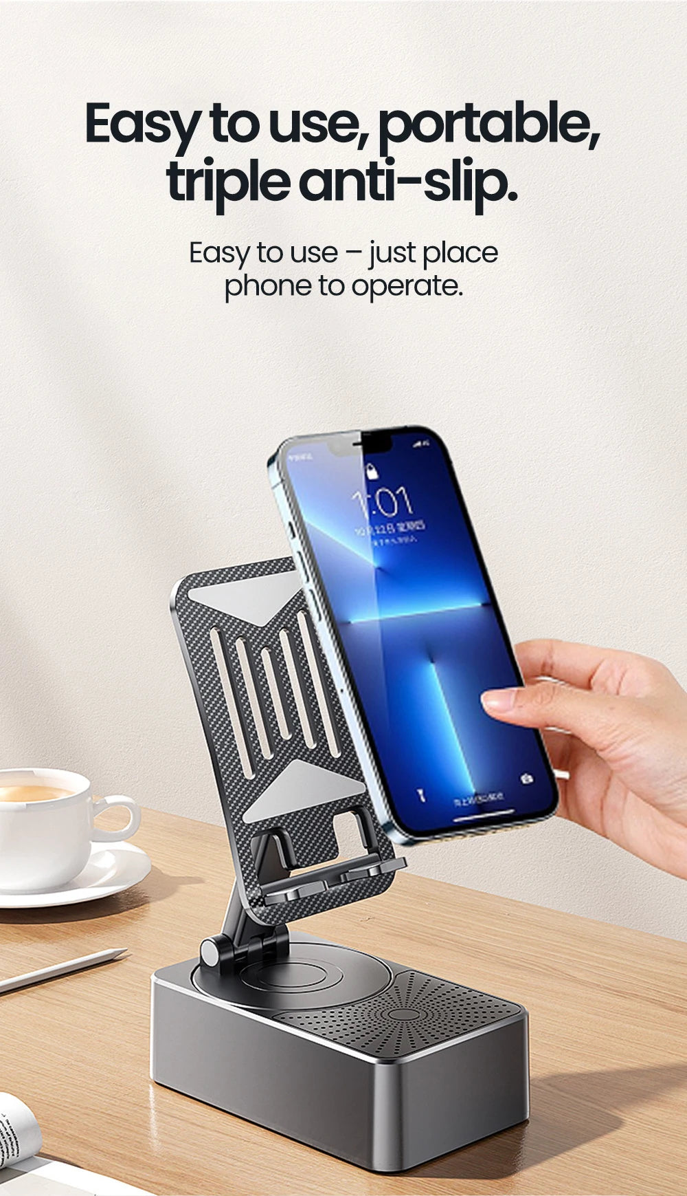 Phone Holder 3 in 1 Wireless Audio Bluetooth Speaker Adjustable Foldable Desktop Holder For Family Live iPhone Xiaomi Lazy Stand