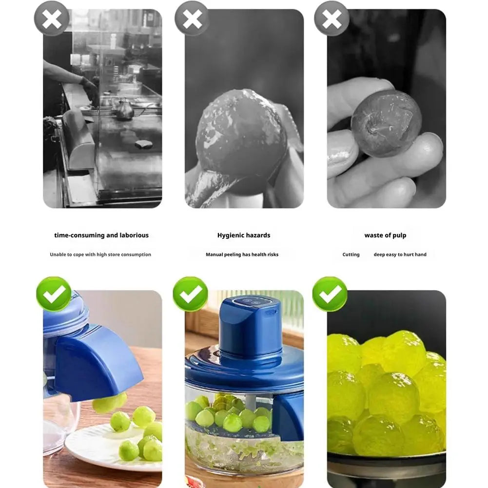 Grape Peeling Machine Electric Garlic Peeler Machine 2025 New Automatic Small Fruit Peeling Tool for Grapes Garlic Tomato Cherry
