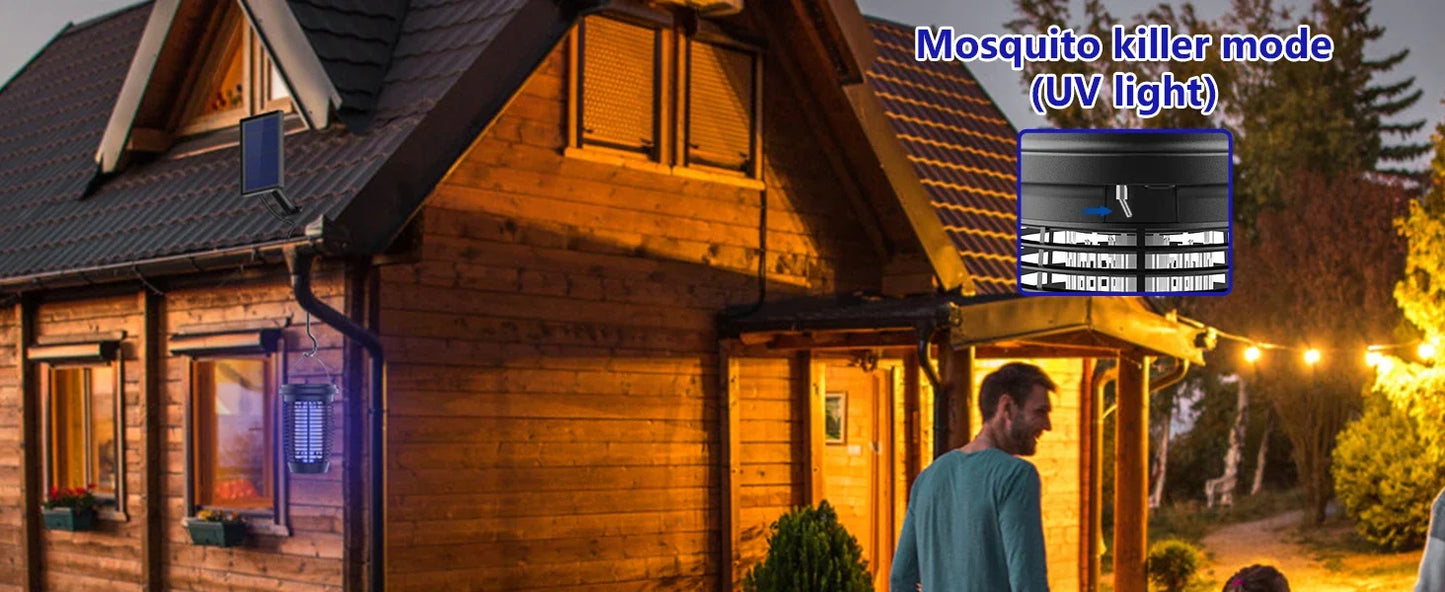 Solar Bug Zapper 2-in-1 Mosquito Killer Lamp Indoor 4500V Fly Zapper Outdoor Solar Powered with Rechargeable Insect Fly Trap