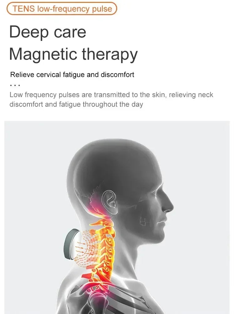 Intelligent Pulse Neck Shoulder Massager Electric Cervical Spine Relaxation Hot Compress Therapy Pain Relief Home Office Use