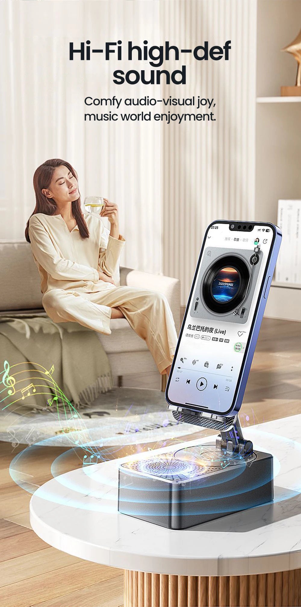 Phone Holder 3 in 1 Wireless Audio Bluetooth Speaker Adjustable Foldable Desktop Holder For Family Live iPhone Xiaomi Lazy Stand
