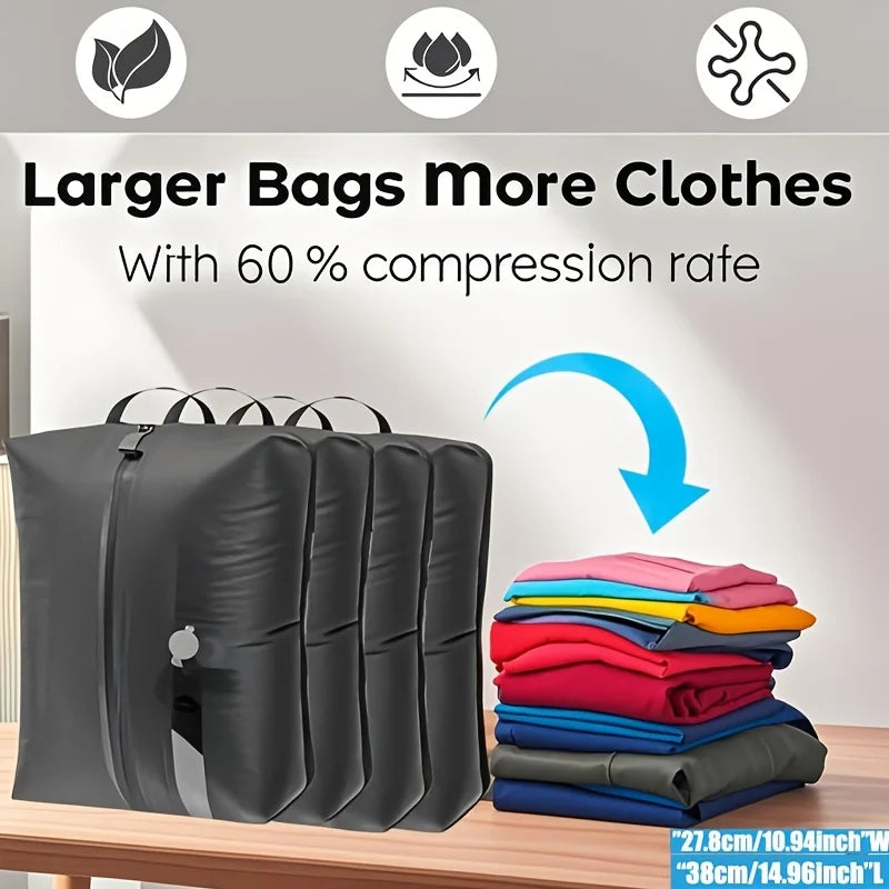 Vacuum Storage Bags Travel Essentials Compression Pack Empty Bag Clothes Vacuum Travel Bag, for Suitcases Backpack Space Saver