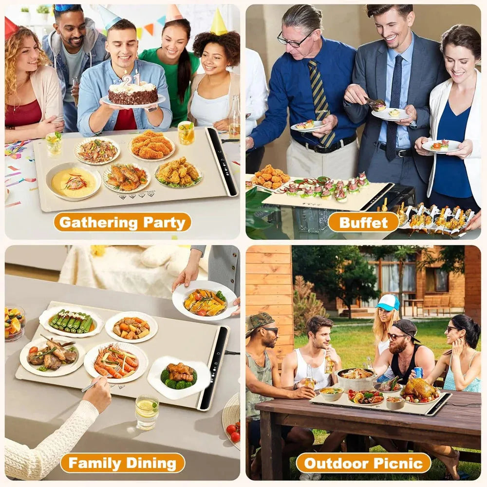 Electric Warming Tray Food Warmer Mat Foldable Food Warm Plate Party Fast Heating Plate Portable Silicone Electric Warming Tray